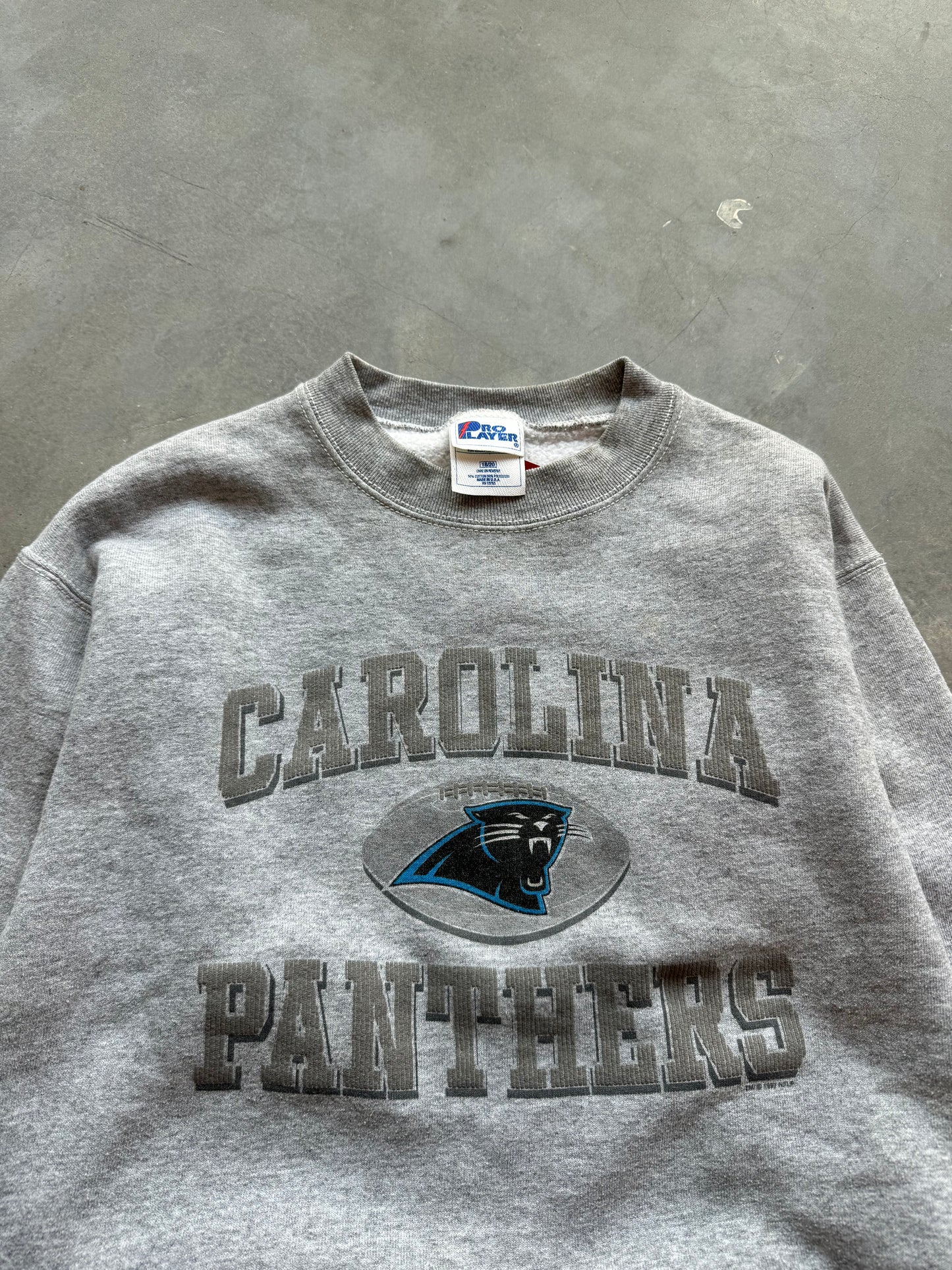 1997 Carolina Panthers Vintage Grey Tonal Pro Player NFL Crewneck (Youth Large)