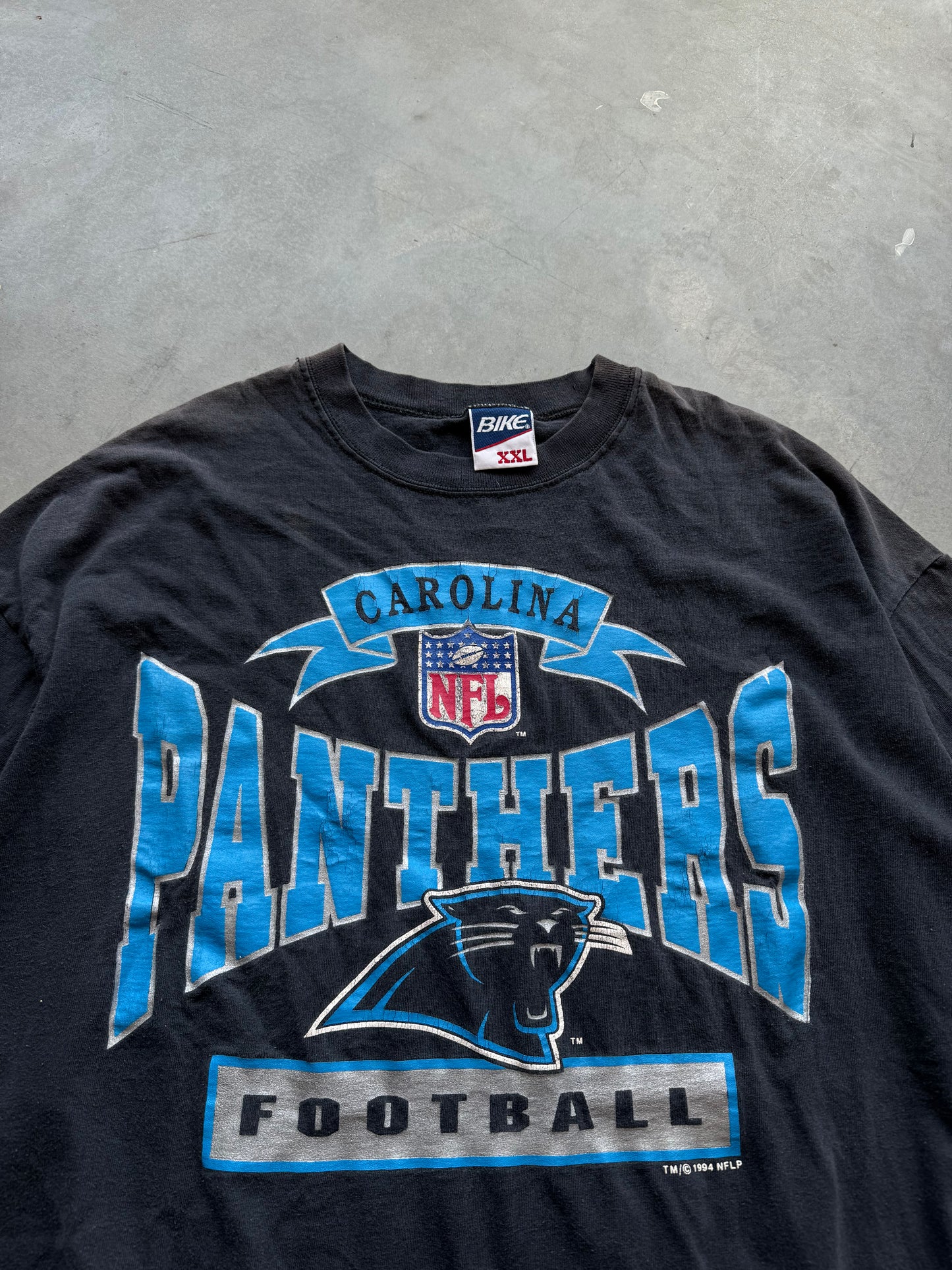 1994 Carolina Panthers Vintage Bike Big Spellout NFL Tee (XXL)