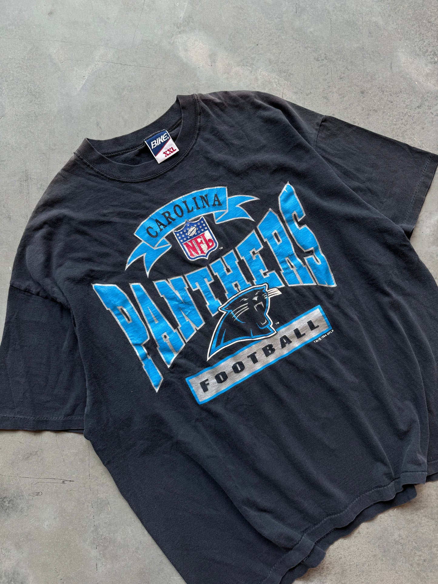 1994 Carolina Panthers Vintage Bike Big Spellout NFL Tee (XXL)