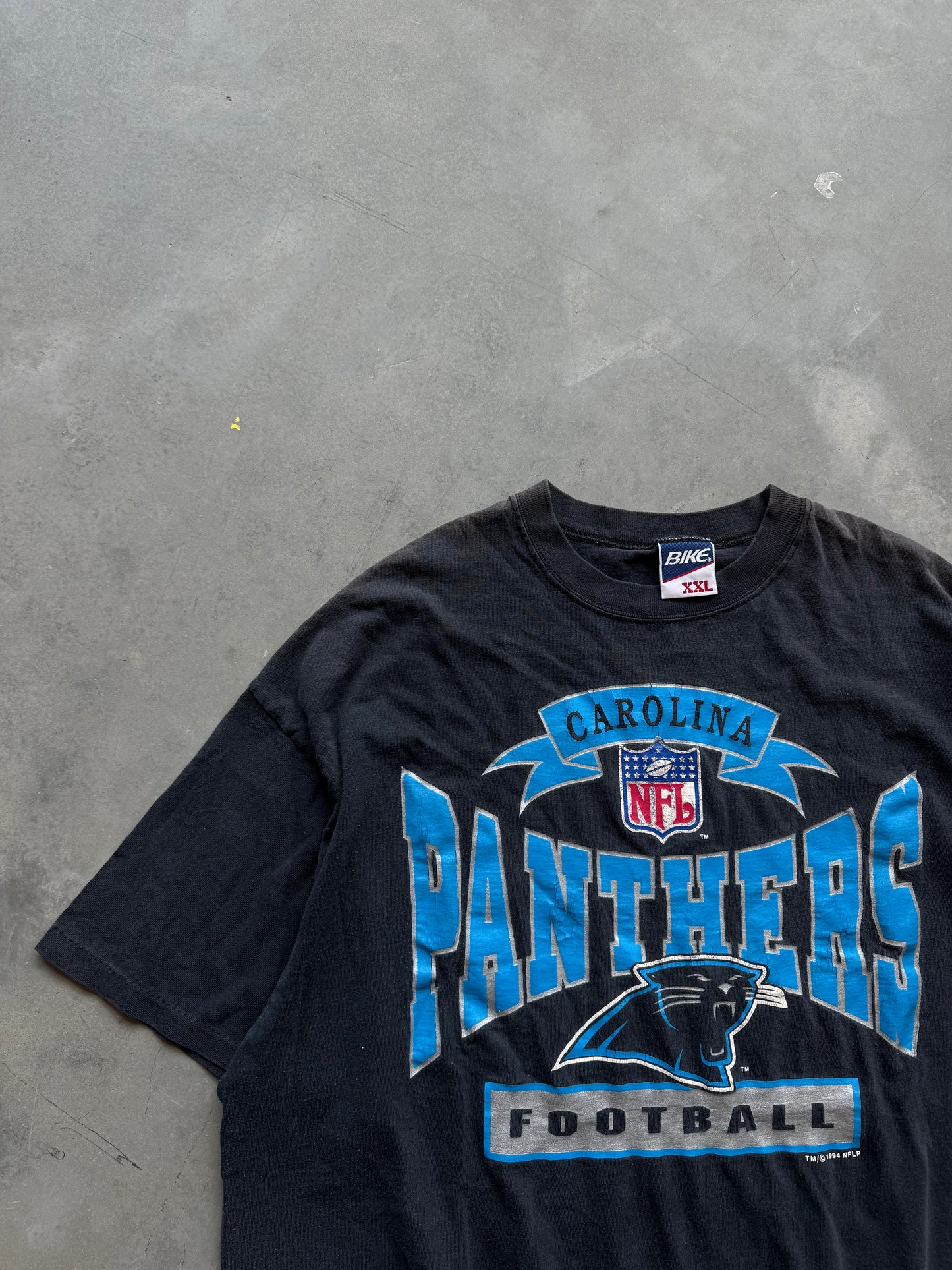 1994 Carolina Panthers Vintage Bike Big Spellout NFL Tee (XXL)