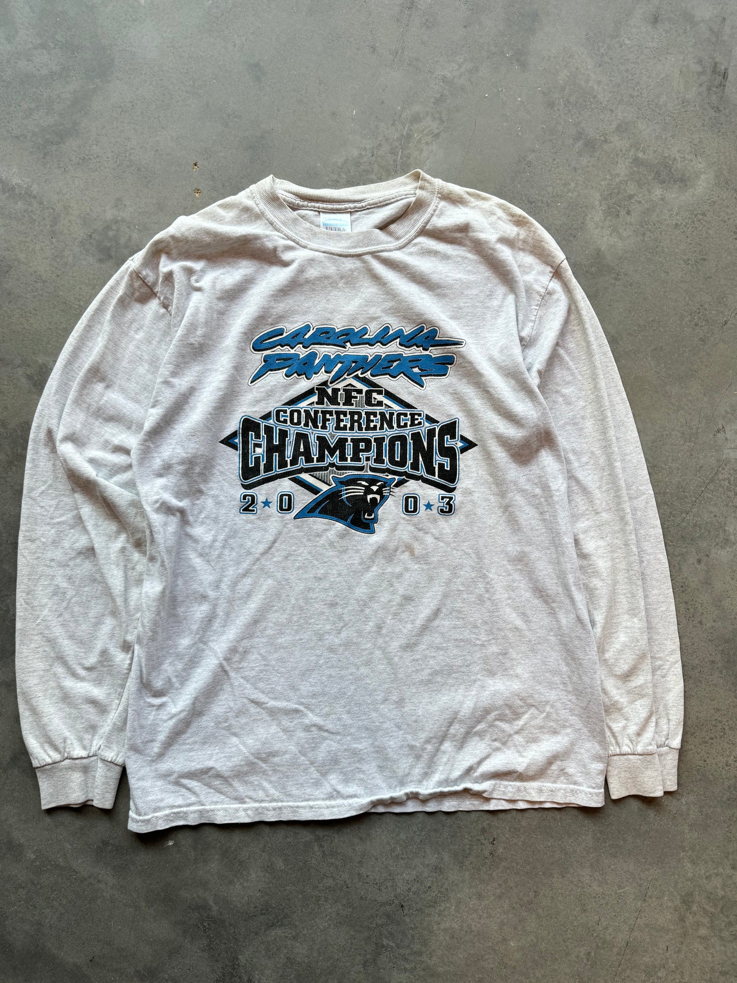 2003 Carolina Panthers Vintage NFC Champions Heather Grey NFL Longsleeve Tee (Large)