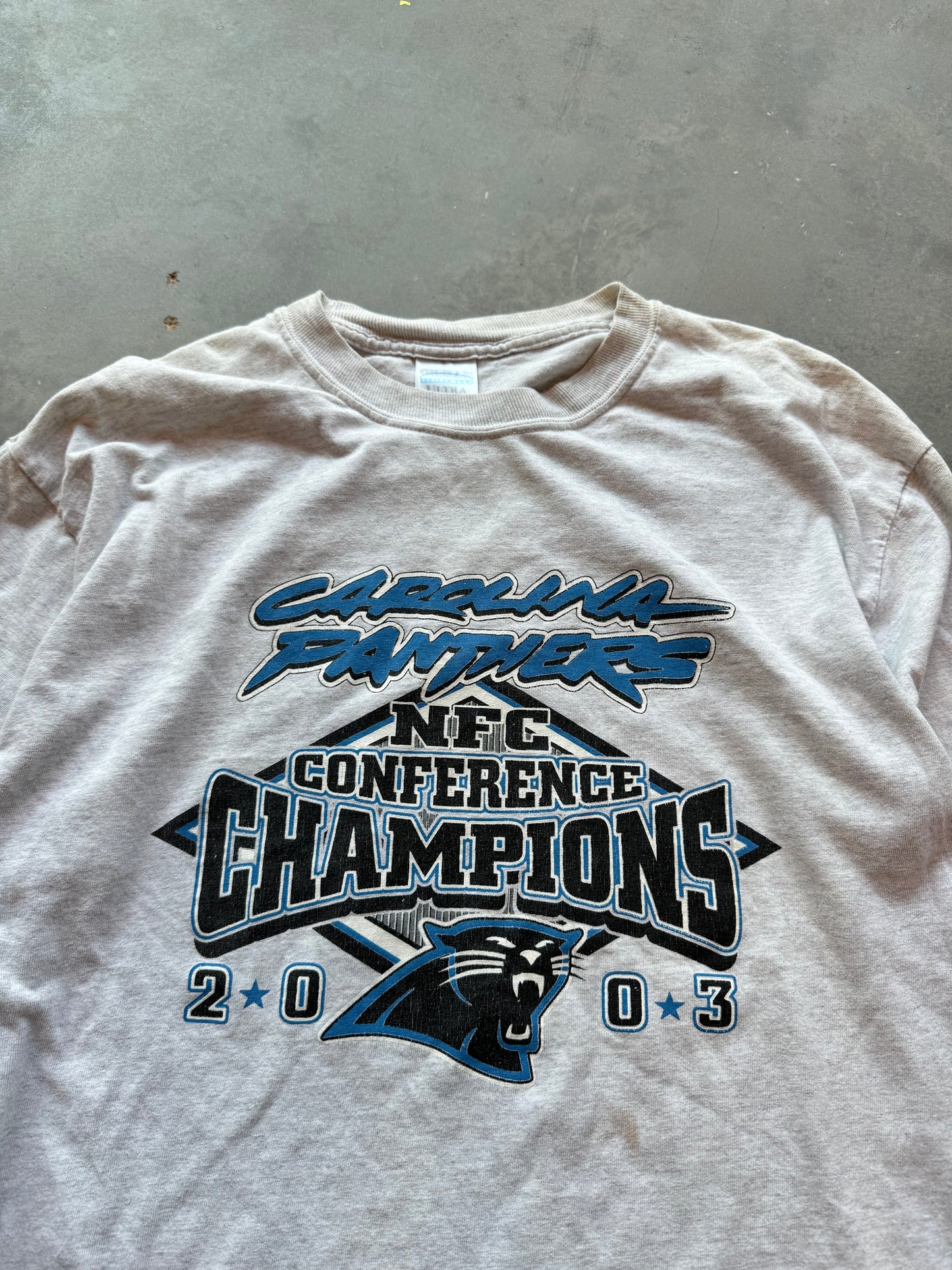 2003 Carolina Panthers Vintage NFC Champions Heather Grey NFL Longsleeve Tee (Large)