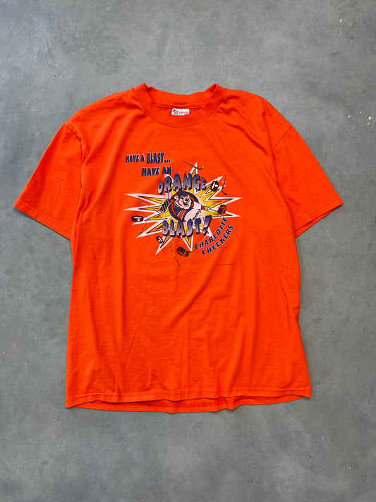 2000 Charlotte Checkers Vintage “Orange Blast” ECHL Hockey Tee (Large)
