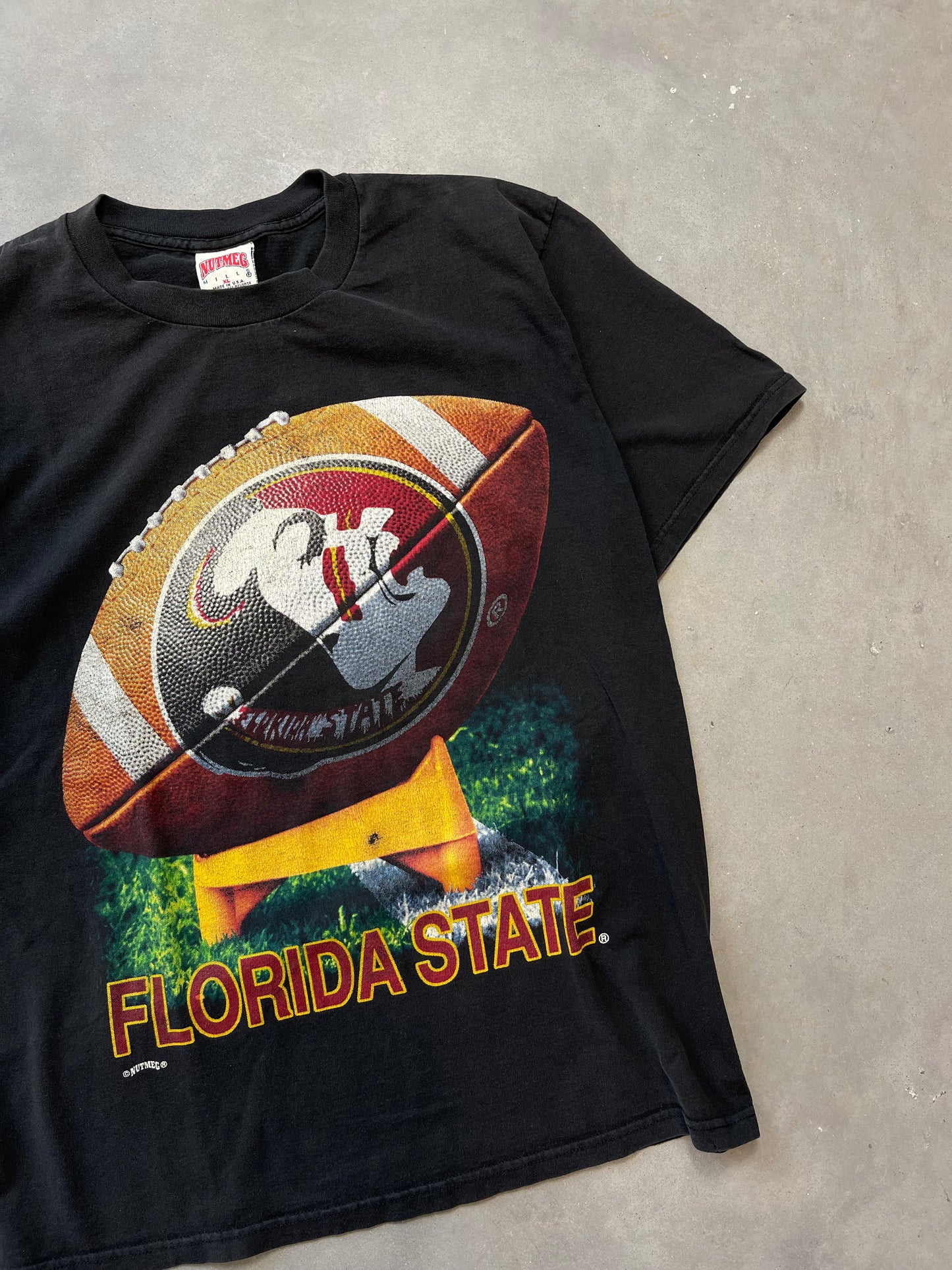 90’s Florida State Seminoles Vintage Nutmeg Mills Big Logo College Football Tee (XL)