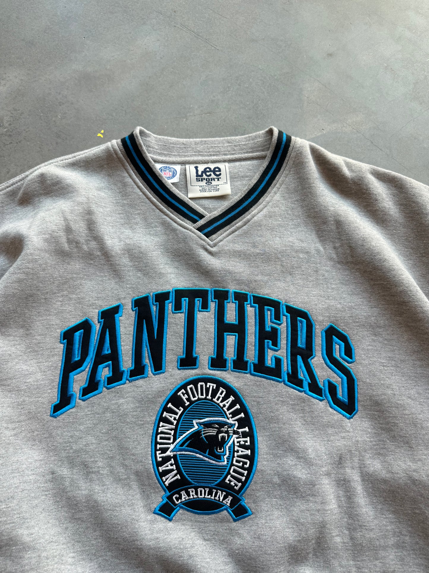 90’s Carolina Panthers Vintage Lee Sport Heavyweight Ribbed NFL Crewneck (XXL)