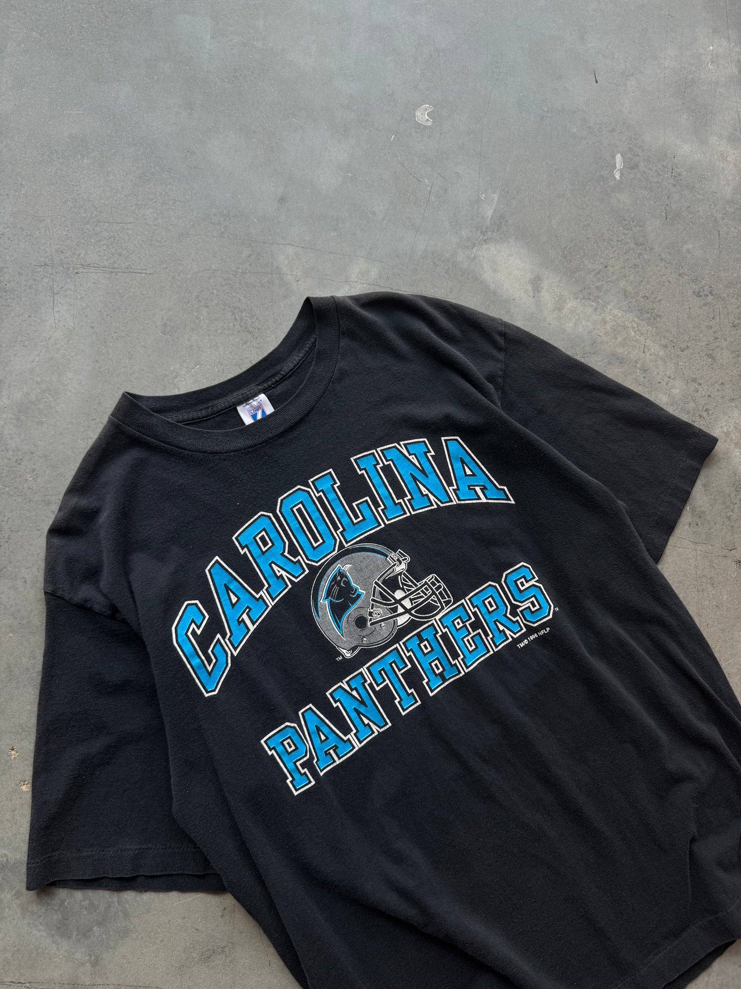 1996 Carolina Panthers Vintage Logo 7 Black NFL Tee (XL)