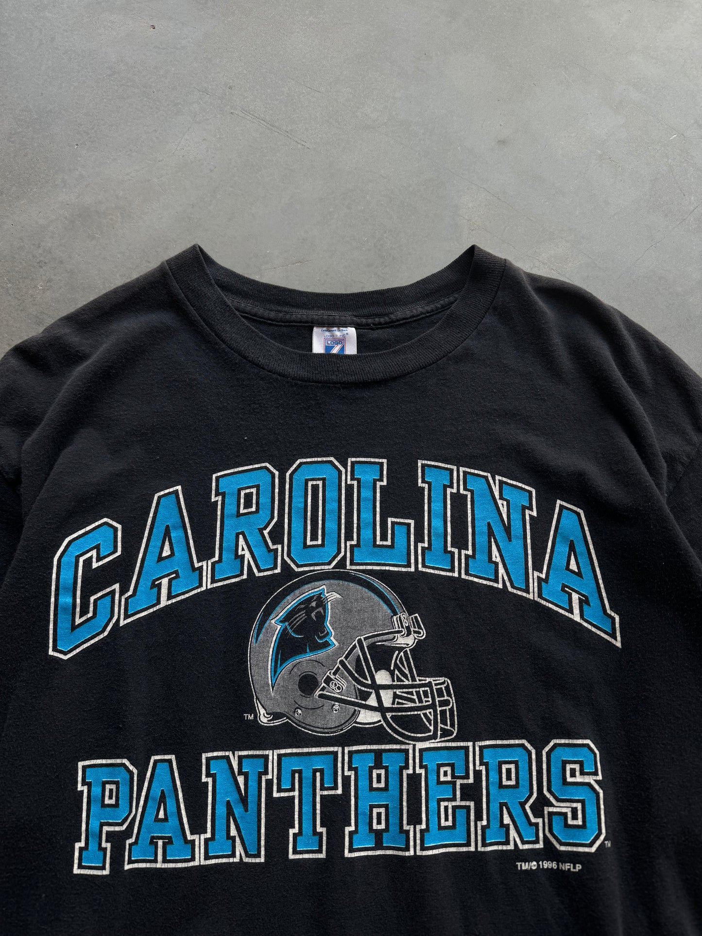 1996 Carolina Panthers Vintage Logo 7 Black NFL Tee (XL)