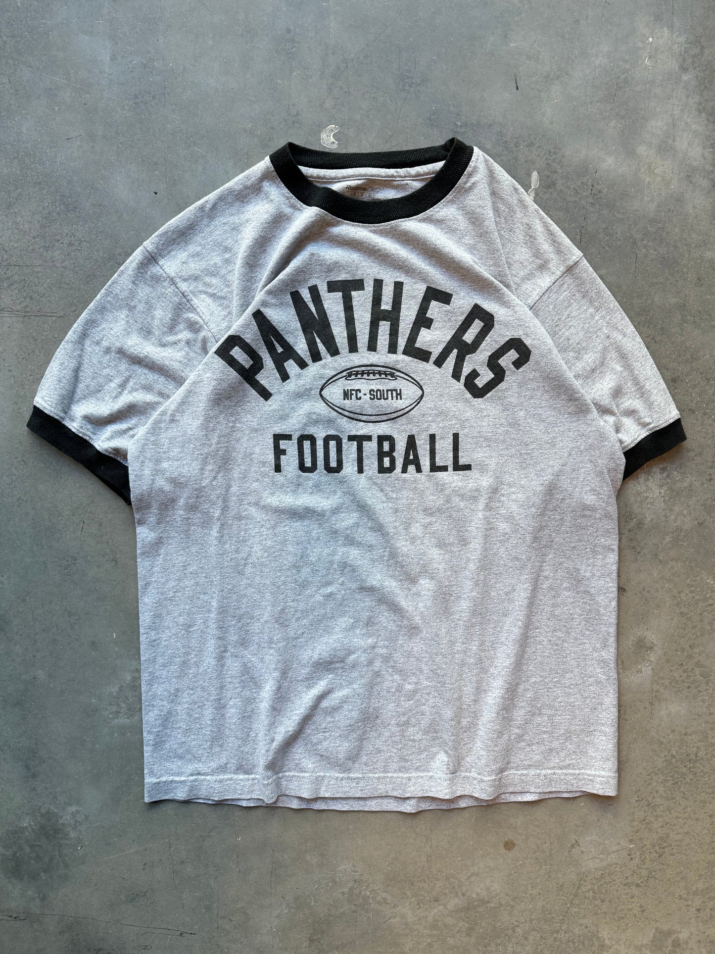 00’s Carolina Panthers Vintage Grey Reebok NFL Ringer Tee (Medium)