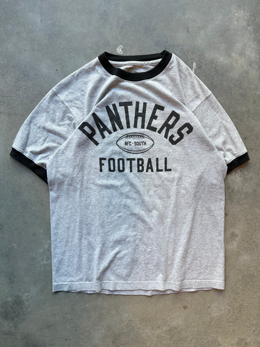 00’s Carolina Panthers Vintage Grey Reebok NFL Ringer Tee (Medium)