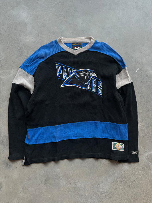 90’s Carolina Panthers Vintage Mirage Waffle Knit Longsleeve Tee (XL)