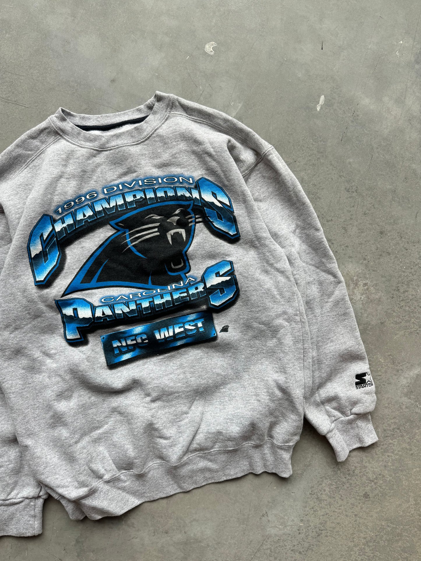 1996 Carolina Panthers Vintage NFC West Champions Starter NFL Crewneck (Large)