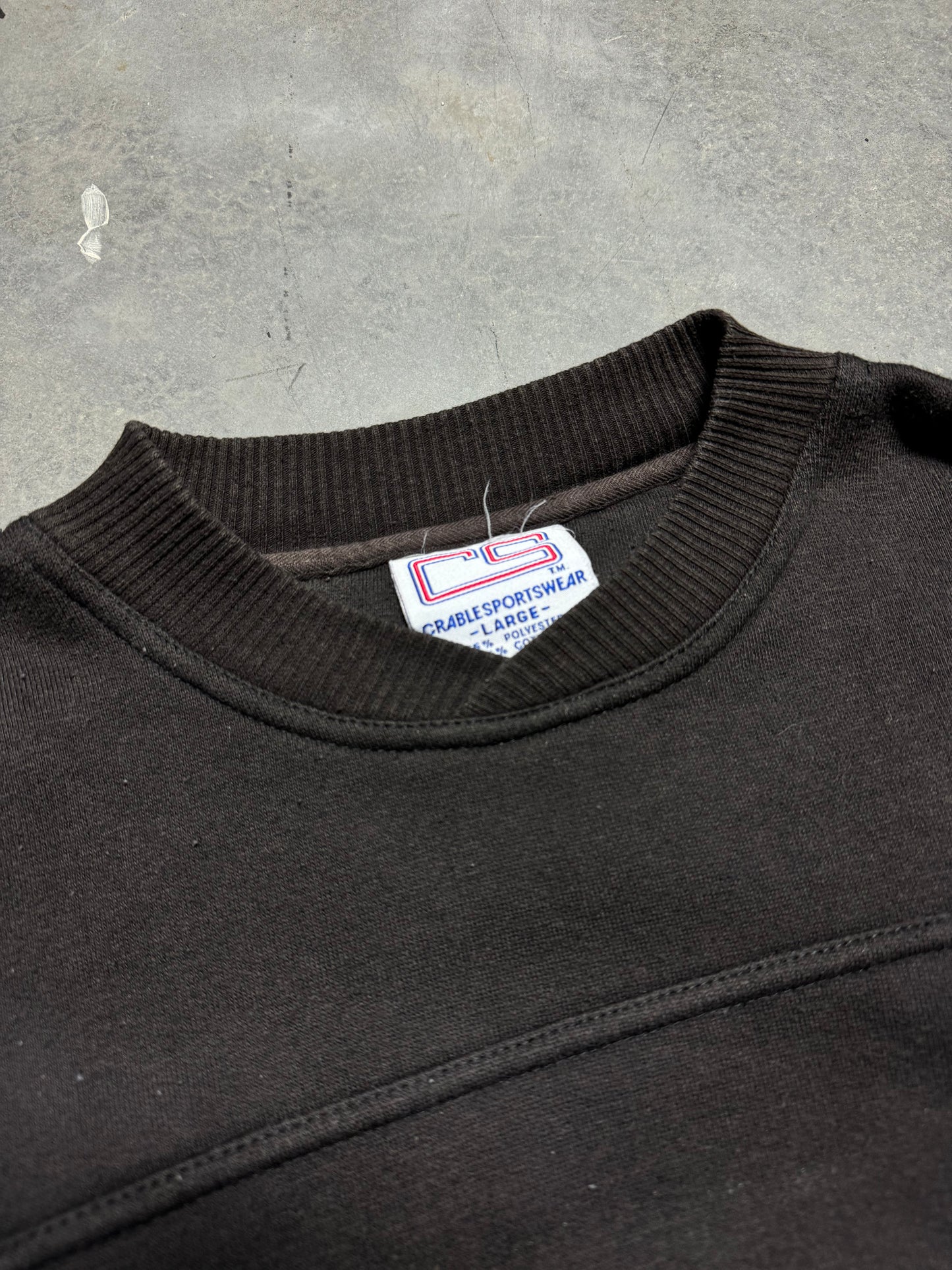 90’s Carolina Panthers Vintage Black Felt Football Alternate Full Cat Logo Heavyweight NFL Crewneck (Large)