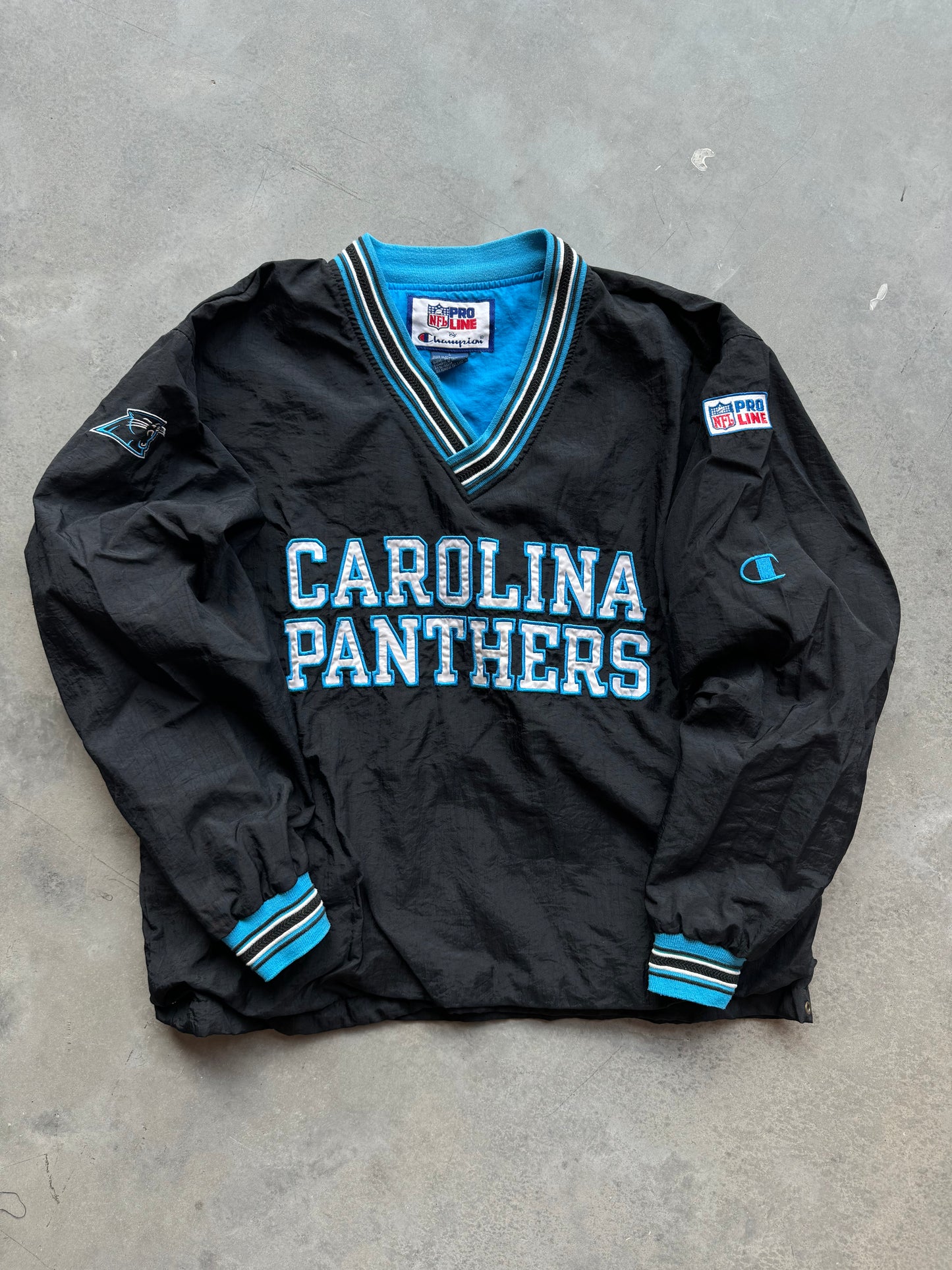 90’s Carolina Panthers Vintage Champion Ribbed NFL Pro Line Pullover (Large)