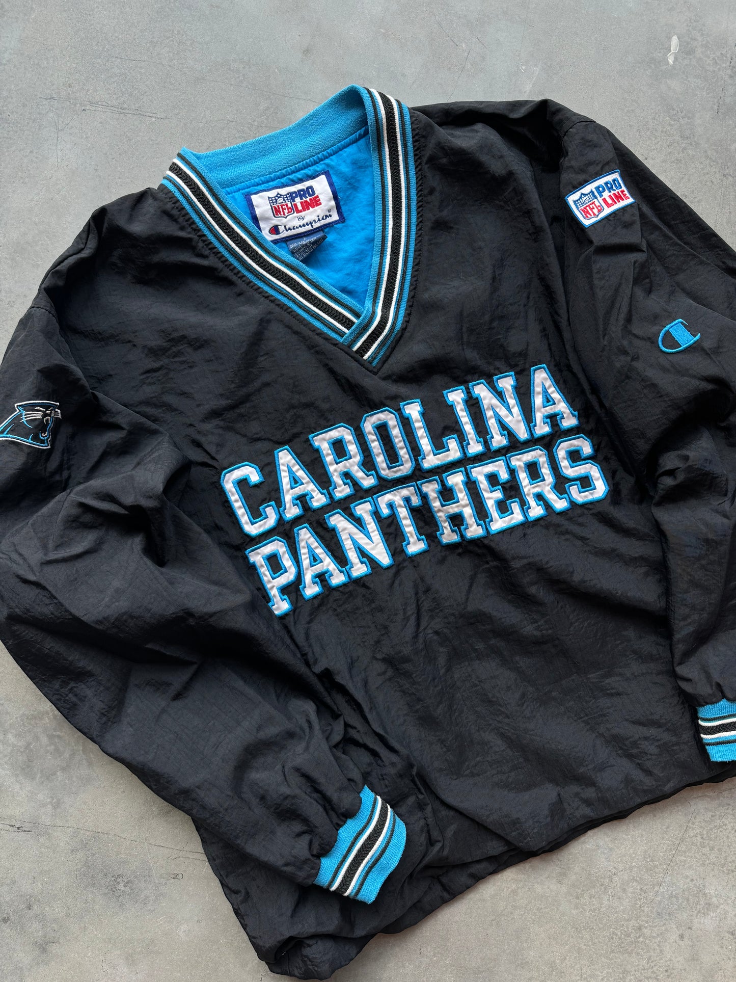 90’s Carolina Panthers Vintage Champion Ribbed NFL Pro Line Pullover (Large)