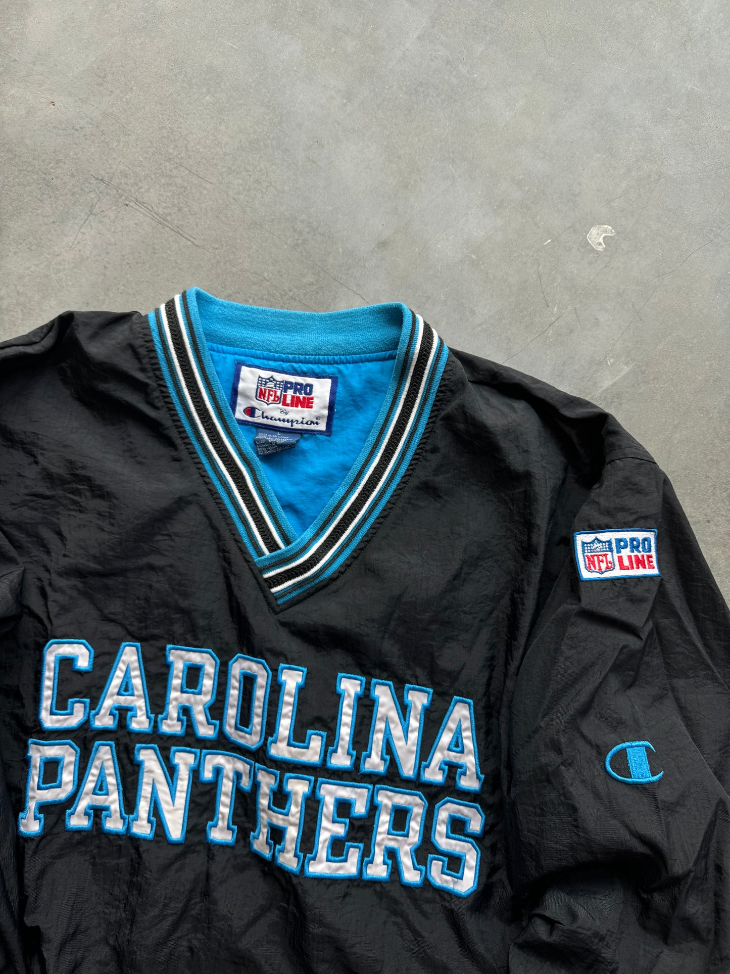 90’s Carolina Panthers Vintage Champion Ribbed NFL Pro Line Pullover (Large)