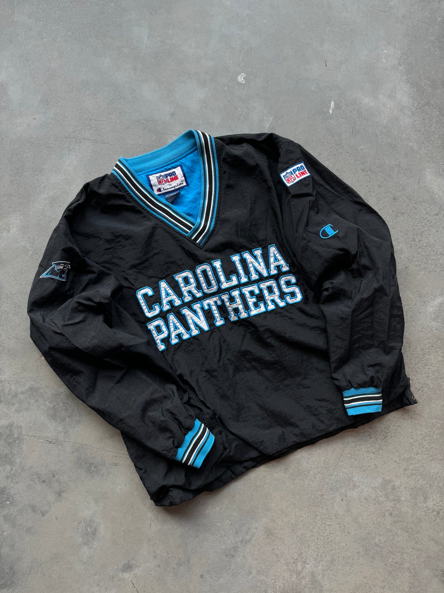 90’s Carolina Panthers Vintage Champion Ribbed NFL Pro Line Pullover (Large)