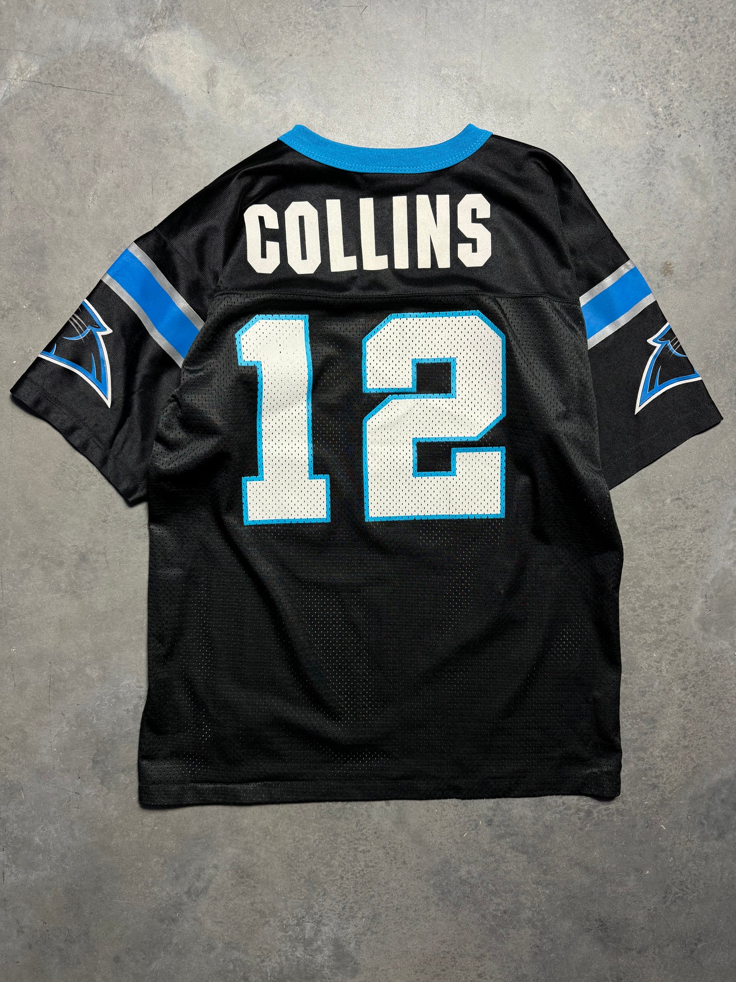 90’s Carolina Panthers Kerry Collins Vintage Black Logo Athletic NFL Jersey (Youth Large)