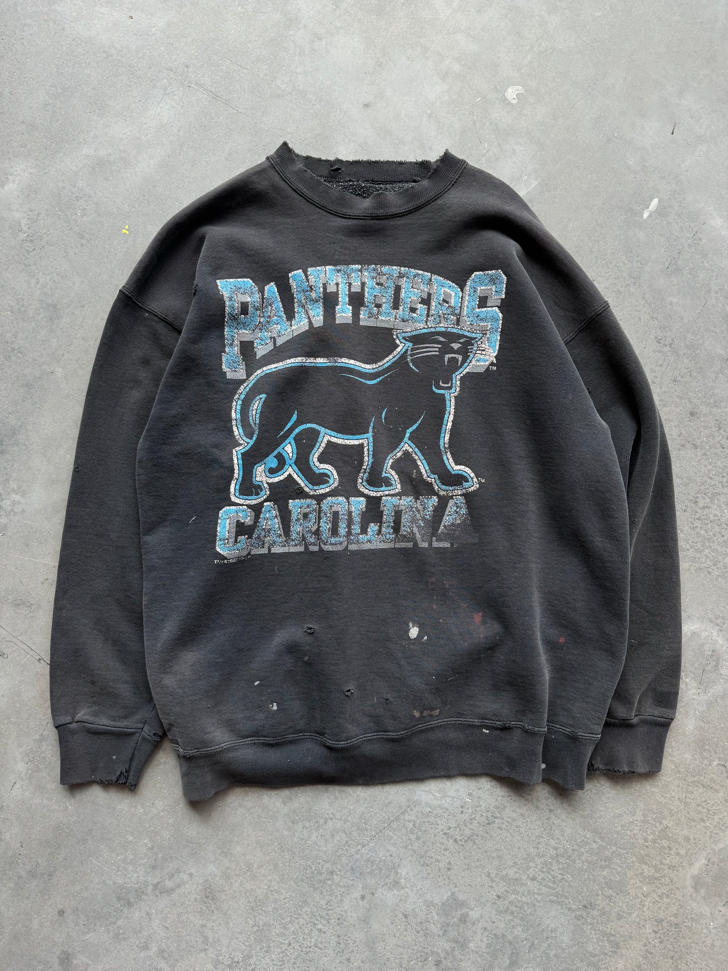 1993 Carolina Panthers Vintage Heavyweight Distressed Painter Alternate Logo NFL Crewneck (XL)