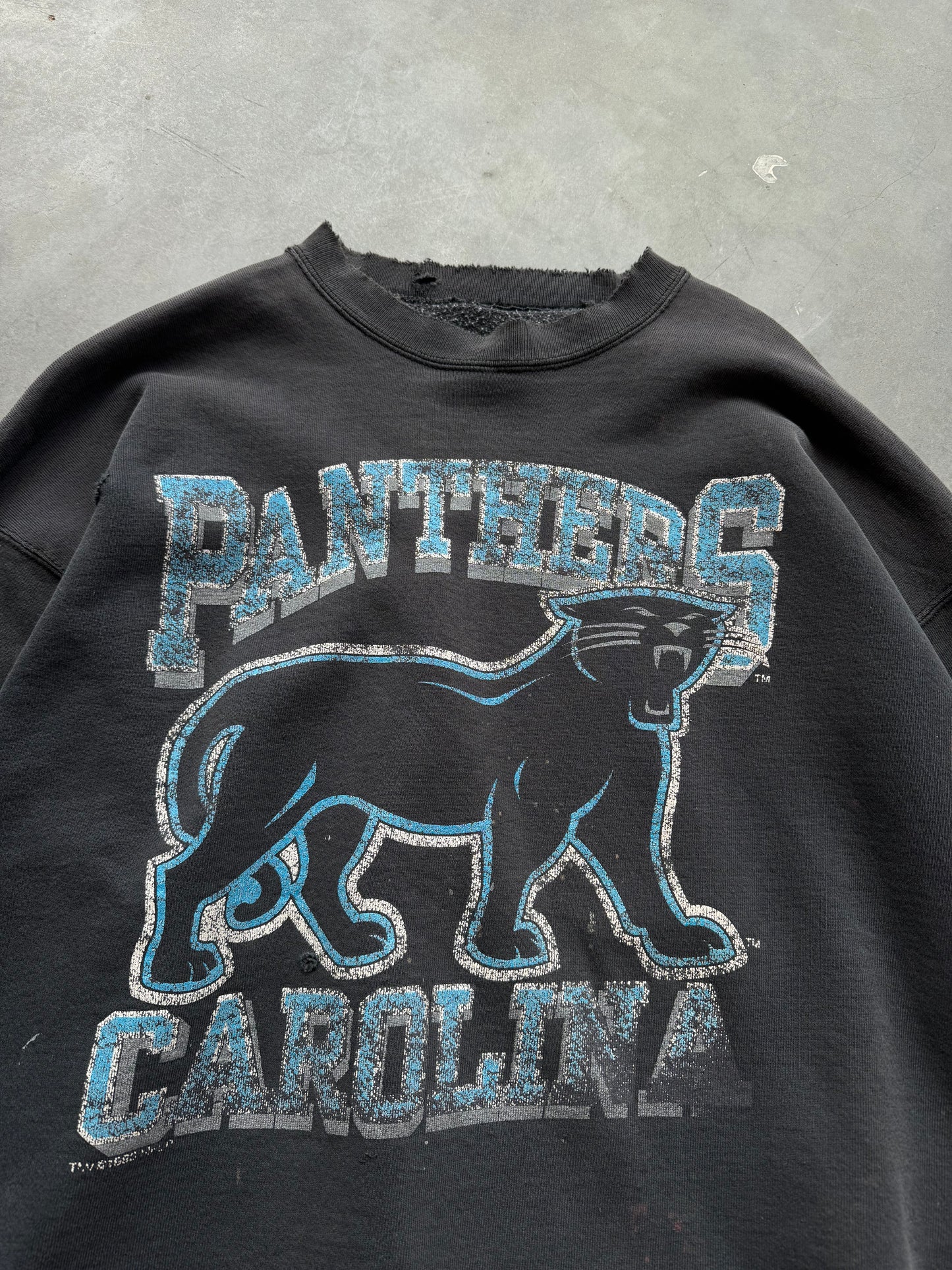 1993 Carolina Panthers Vintage Heavyweight Distressed Painter Alternate Logo NFL Crewneck (XL)