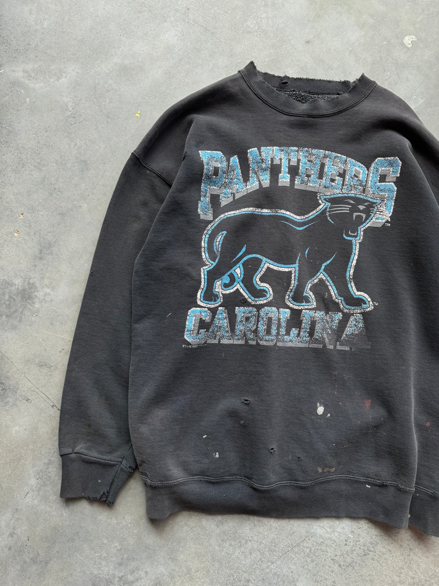 1993 Carolina Panthers Vintage Heavyweight Distressed Painter Alternate Logo NFL Crewneck (XL)