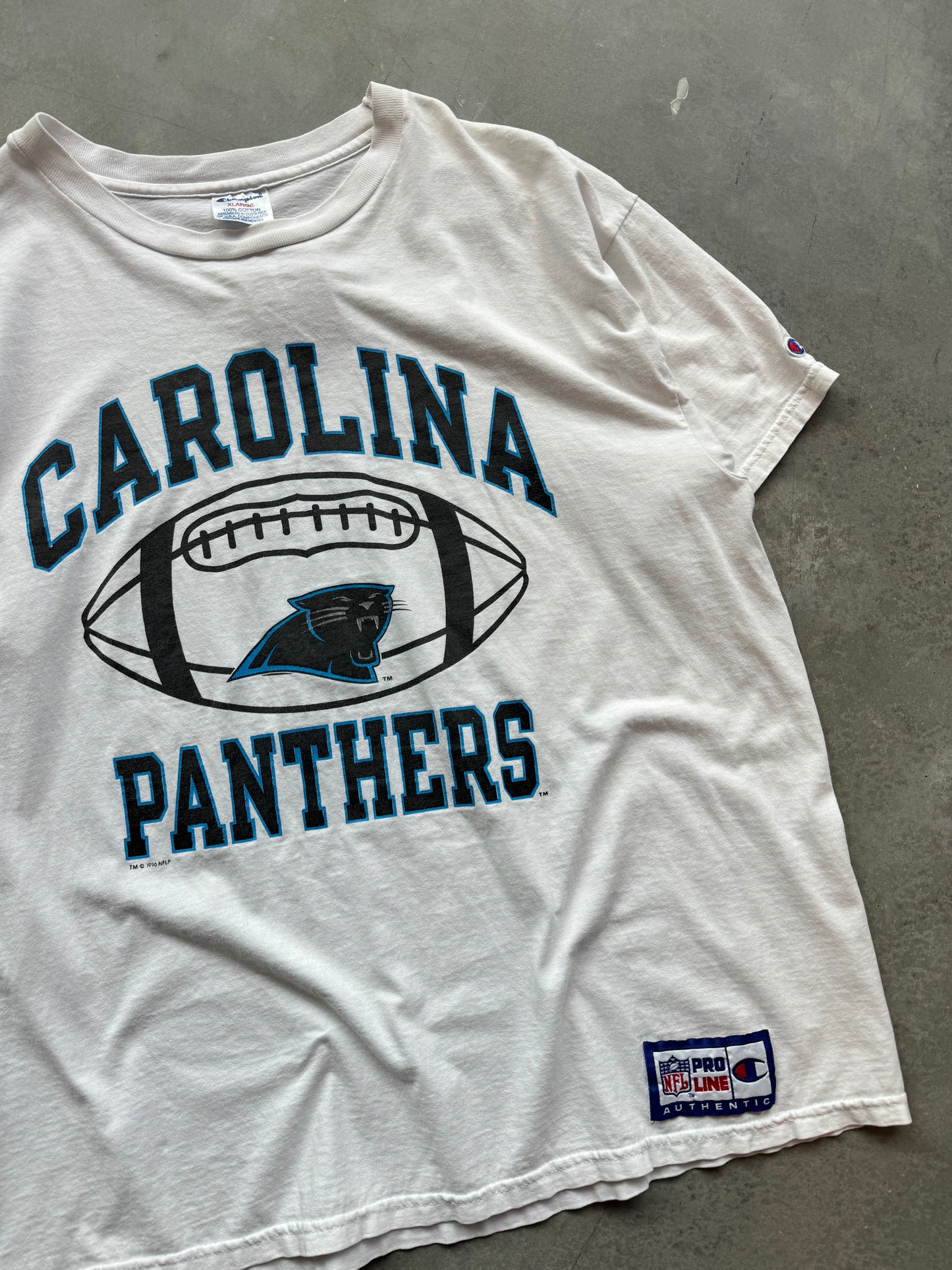 1996 Carolina Panthers Vintage Champion NFL Arch Logo Tee (XL)