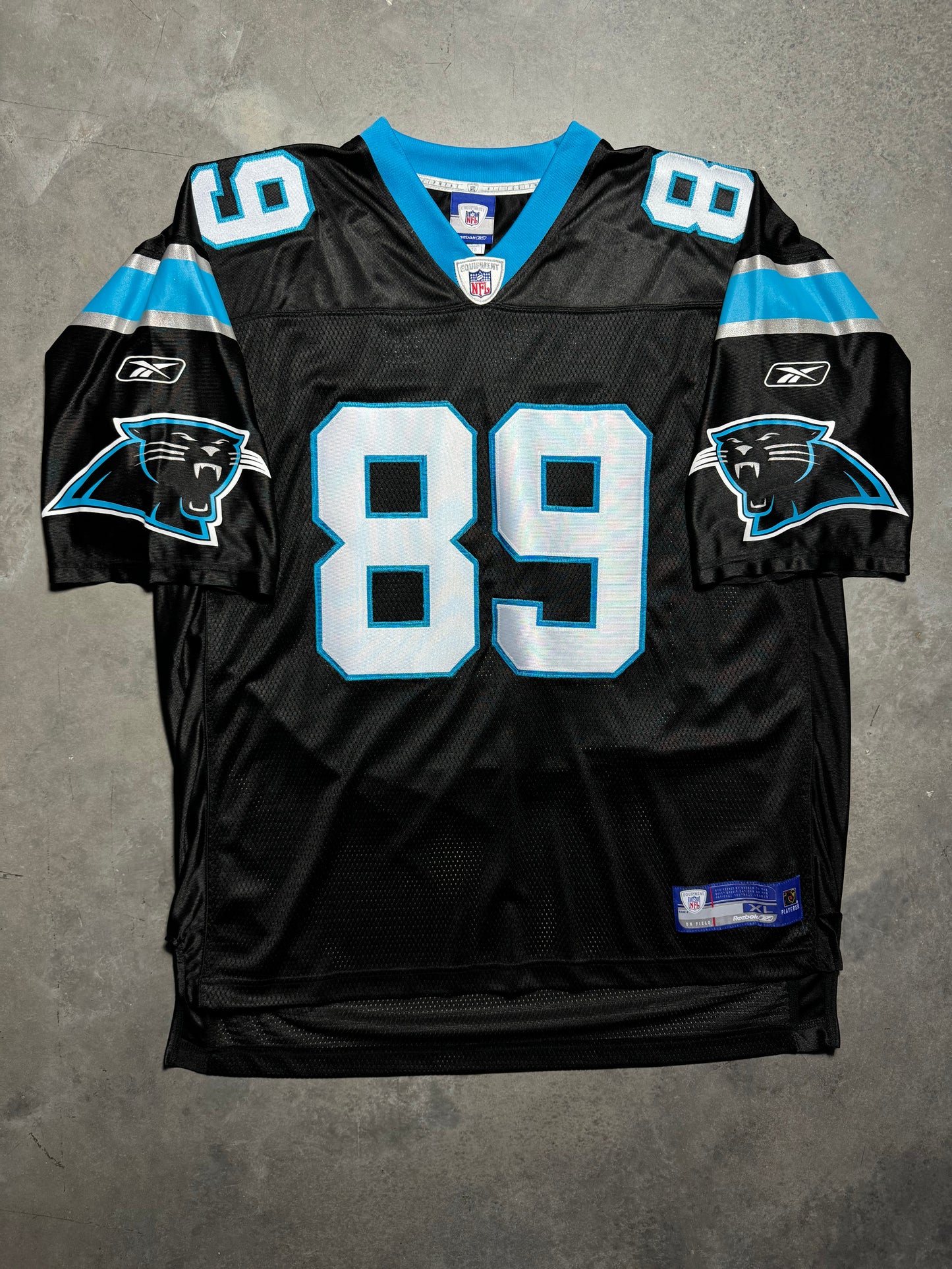 2005 Carolina Panthers Steve Smith Triple Crown Winner Inscribed Vintage Black Reebok Fully Stitched NFL Jersey - Deadstock & Signed (XL)