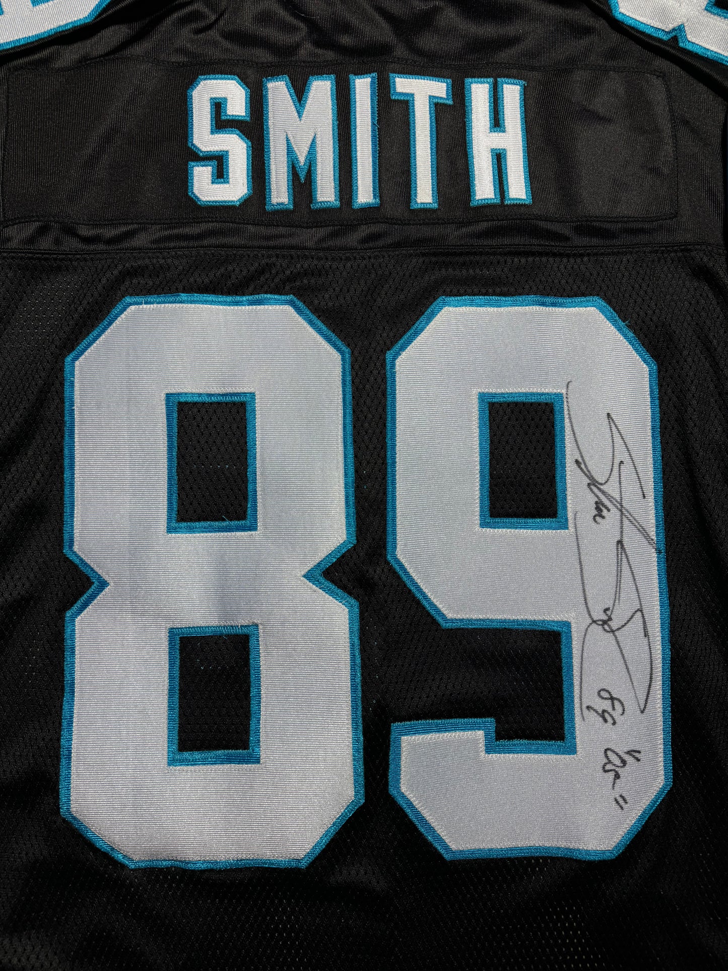 2005 Carolina Panthers Steve Smith Triple Crown Winner Inscribed Vintage Black Reebok Fully Stitched NFL Jersey - Deadstock & Signed (XL)