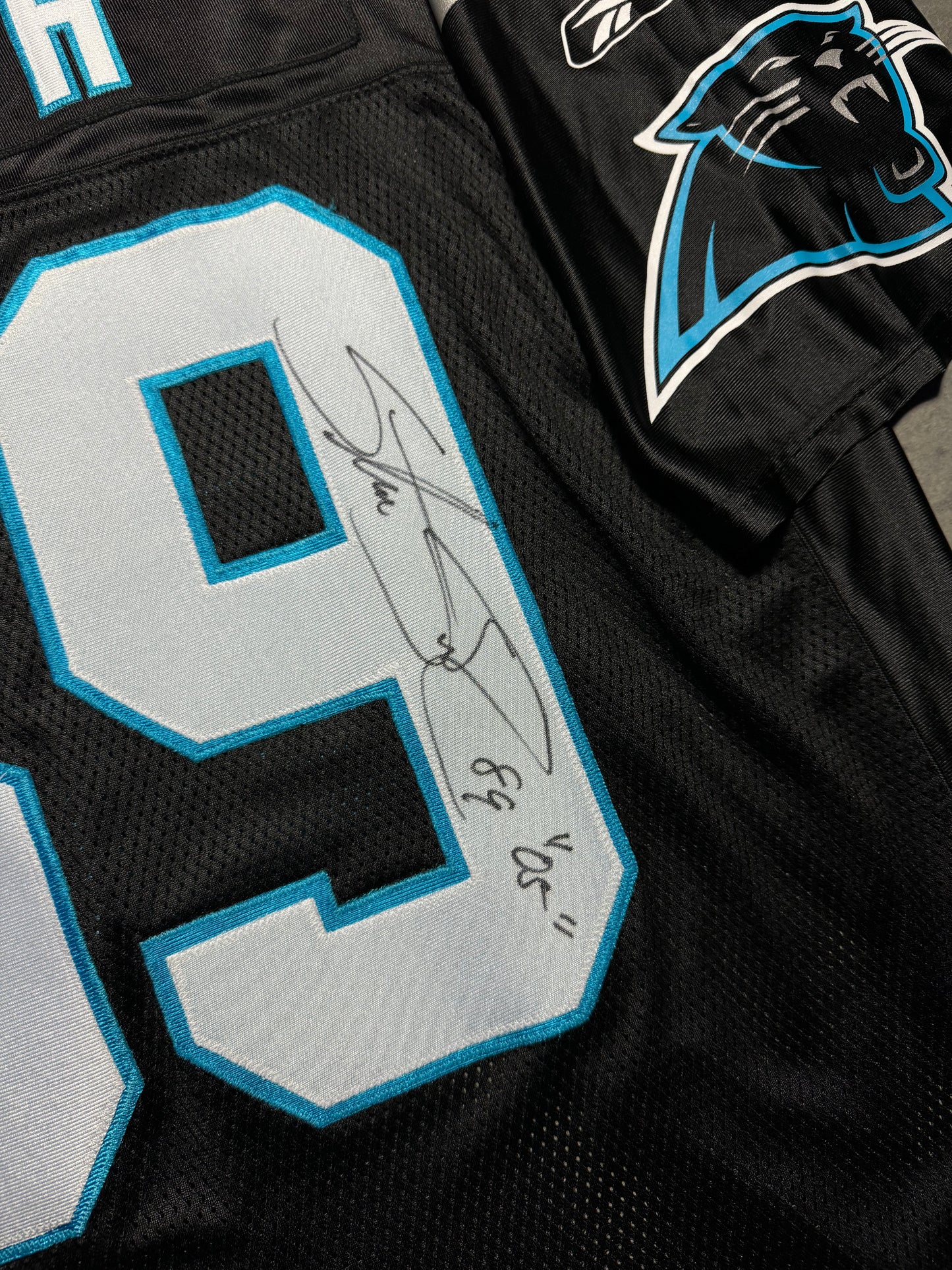 2005 Carolina Panthers Steve Smith Triple Crown Winner Inscribed Vintage Black Reebok Fully Stitched NFL Jersey - Deadstock & Signed (XL)