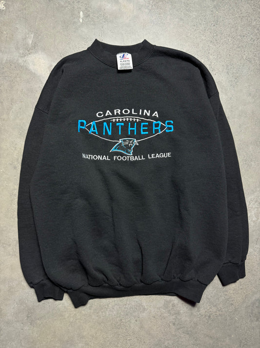 90’s Carolina Panthers Vintage Black Logo Athletic Embroidered NFL Crewneck (XL)