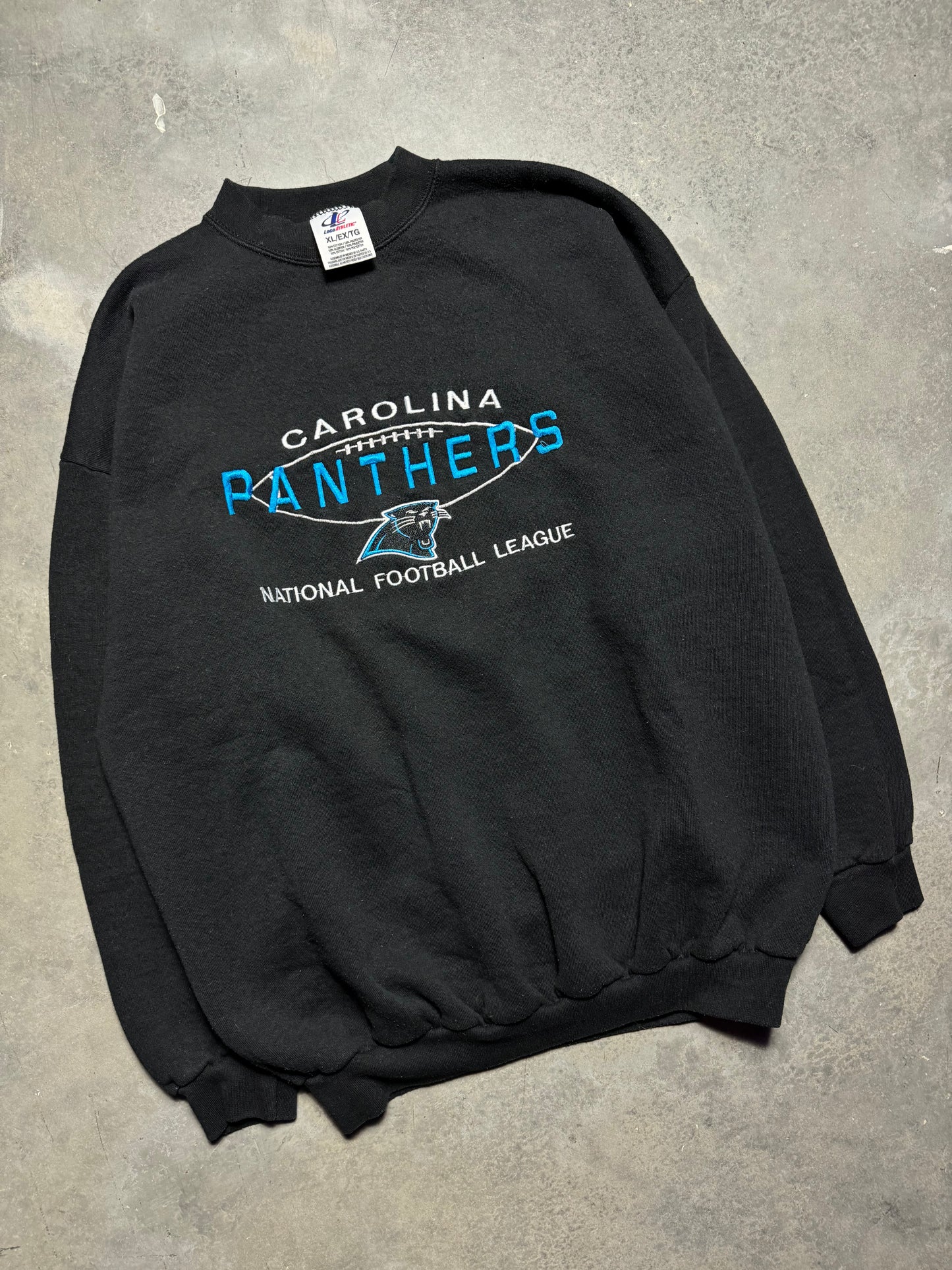 90’s Carolina Panthers Vintage Black Logo Athletic Embroidered NFL Crewneck (XL)