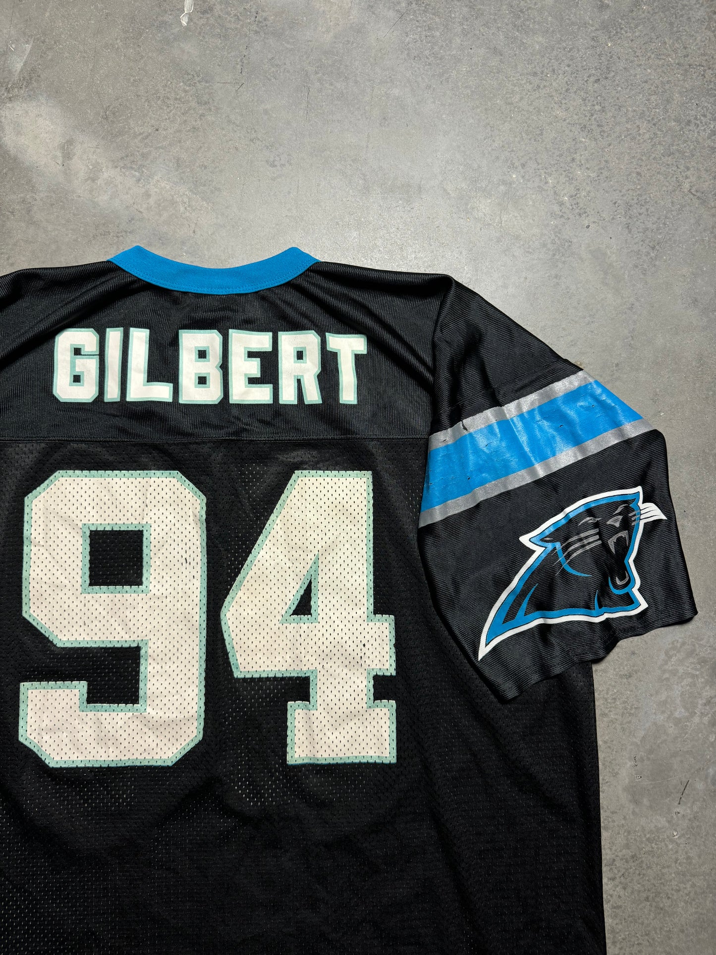 90’s Carolina Panthers Sean Gilbert Vintage Logo Athletic Black NFL Jersey (XL)