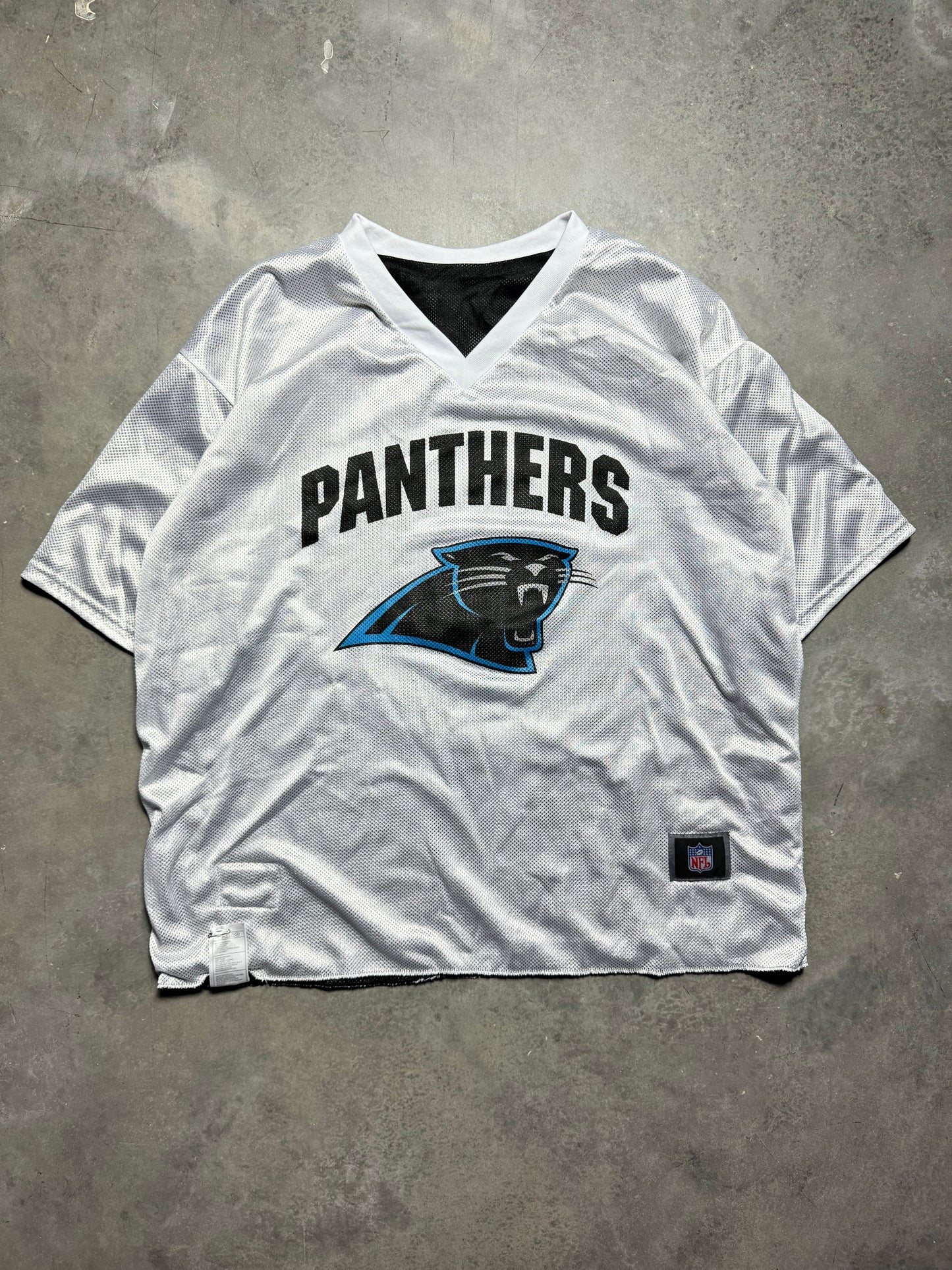 90’s Carolina Panthers Vintage Reversible Black White Mesh NFL Flag Football Jersey (Large)