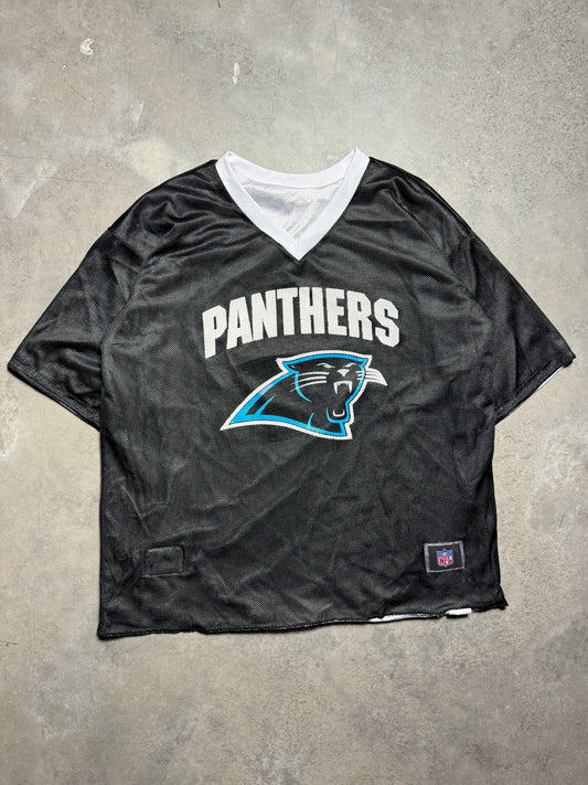 90’s Carolina Panthers Vintage Reversible Black White Mesh NFL Flag Football Jersey (Large)
