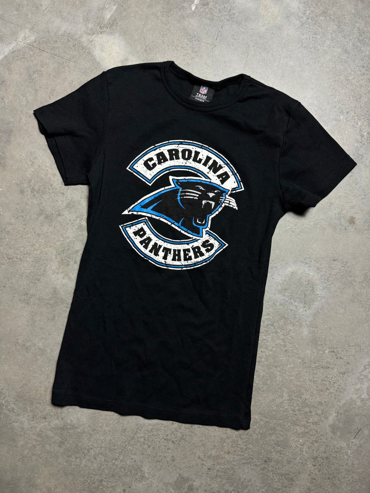 00’s Carolina Panthers Black Reebok NFL Baby Doll Tee (Women’s Small)