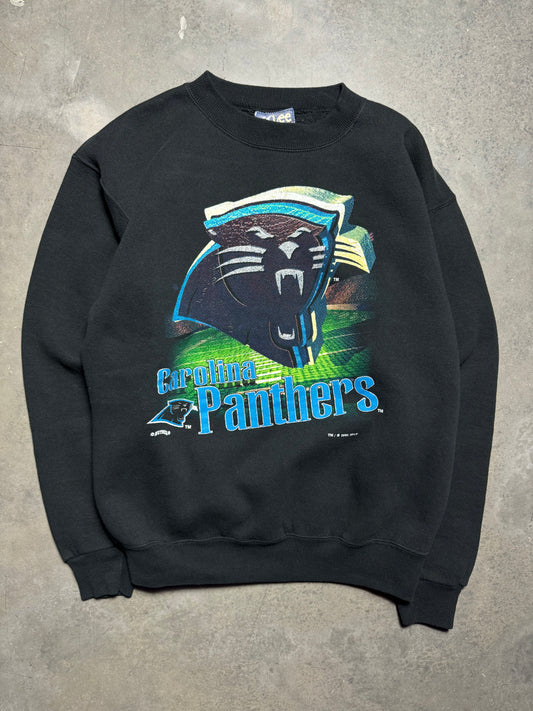 1995 Carolina Panthers Vintage Black Lee Sport 3D Style Big Logo NFL Crewneck (Medium)