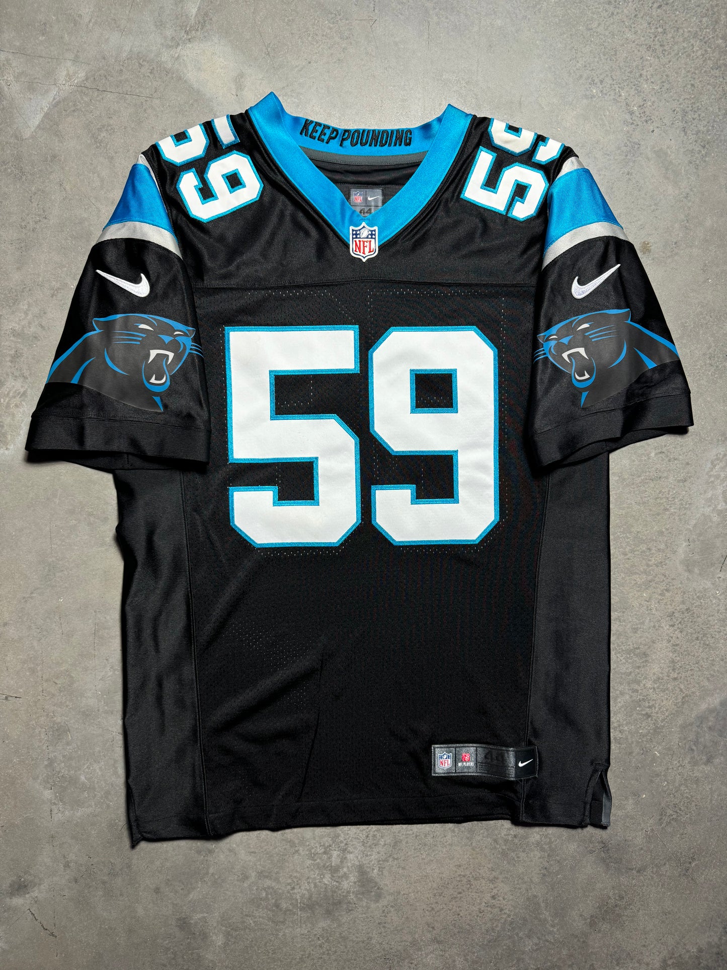 2014 Carolina Panthers Luke Kuechly Black Nike Fully Stitched On Field Authentic NFL Jersey (44/Large)