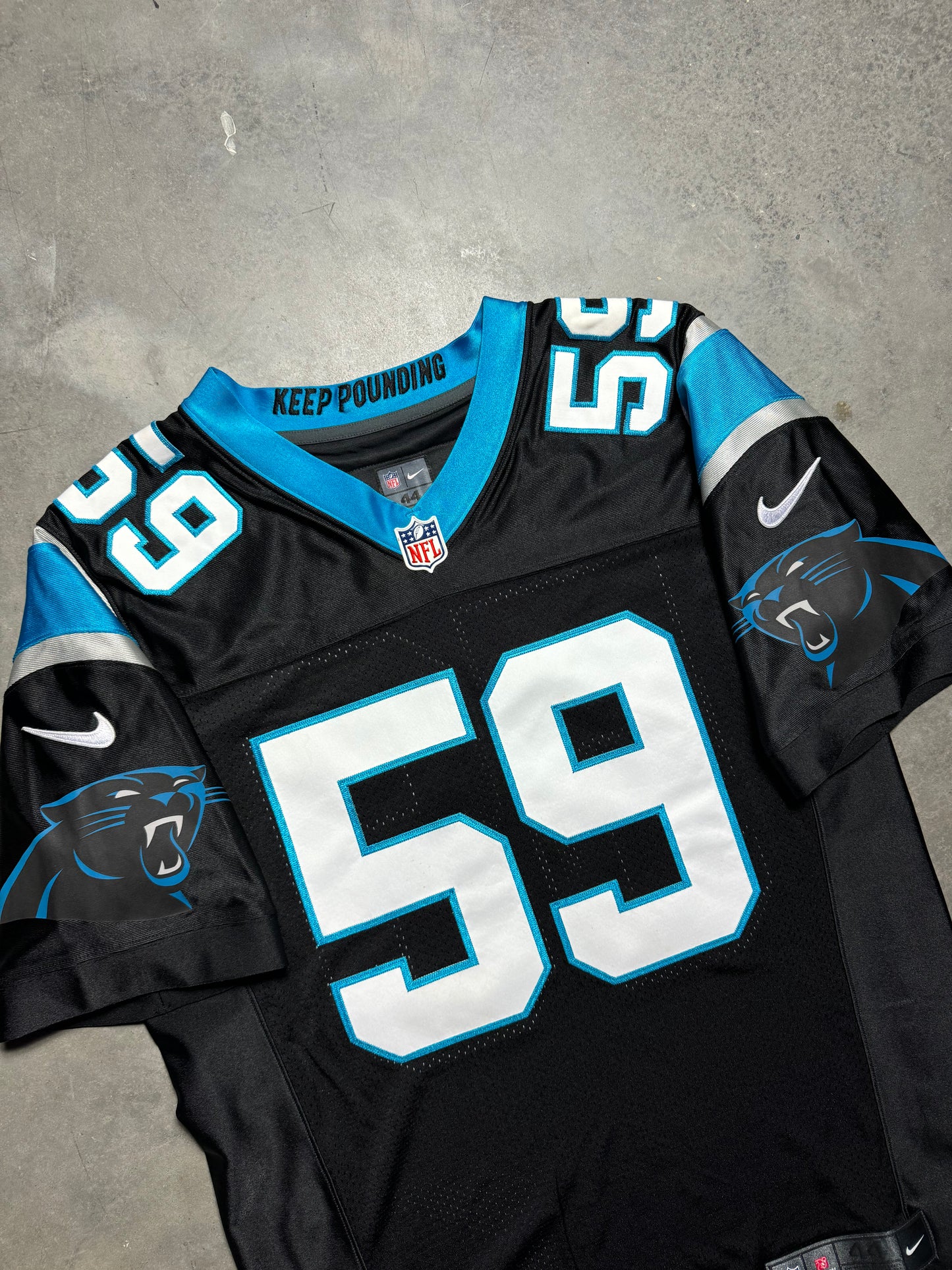 2014 Carolina Panthers Luke Kuechly Black Nike Fully Stitched On Field Authentic NFL Jersey (44/Large)