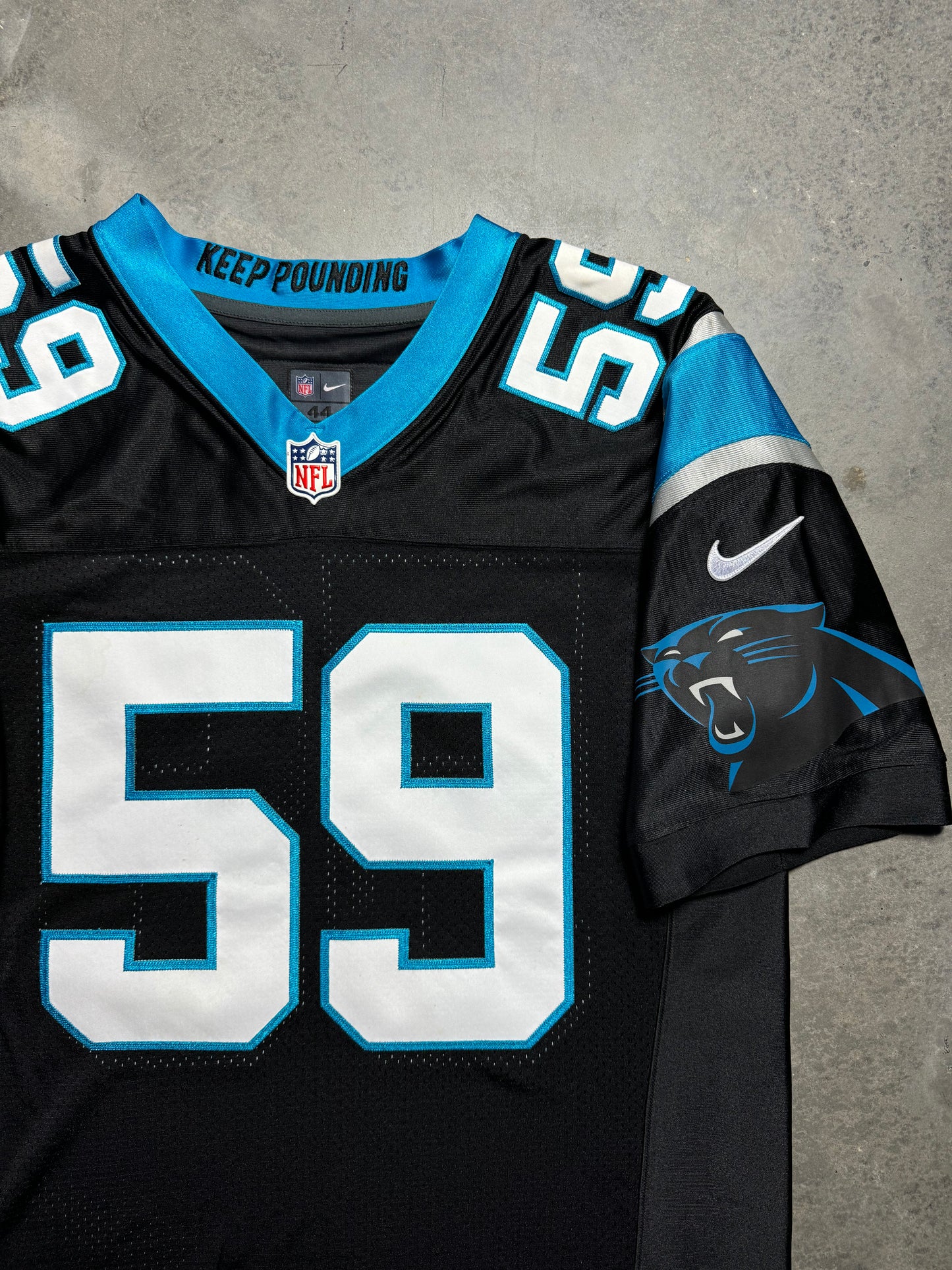 2014 Carolina Panthers Luke Kuechly Black Nike Fully Stitched On Field Authentic NFL Jersey (44/Large)