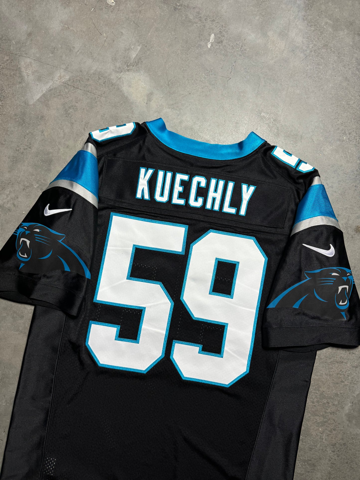 2014 Carolina Panthers Luke Kuechly Black Nike Fully Stitched On Field Authentic NFL Jersey (44/Large)