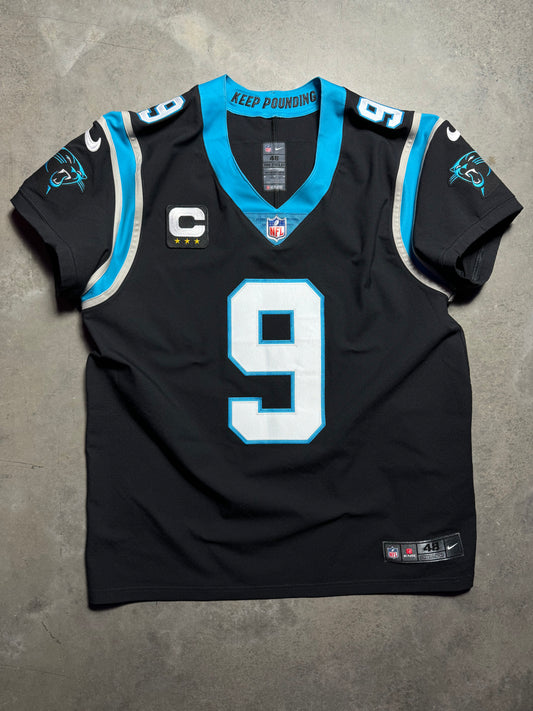 2025 Carolina Panthers Bryce Young Black Nike Vapor FUSE Elite Tri Star Captain Patch On Field NFL Authentic Jersey (48/XL)