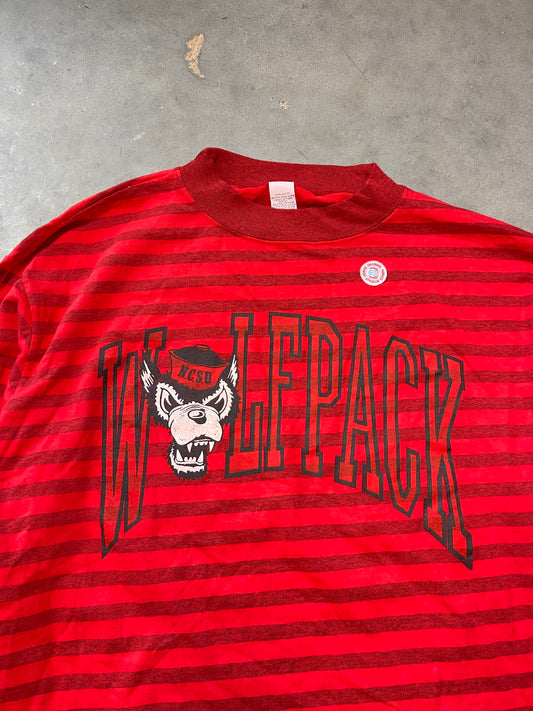 90’s NC State Wolfpack Vintage Striped College Tee - Deadstock (XL)