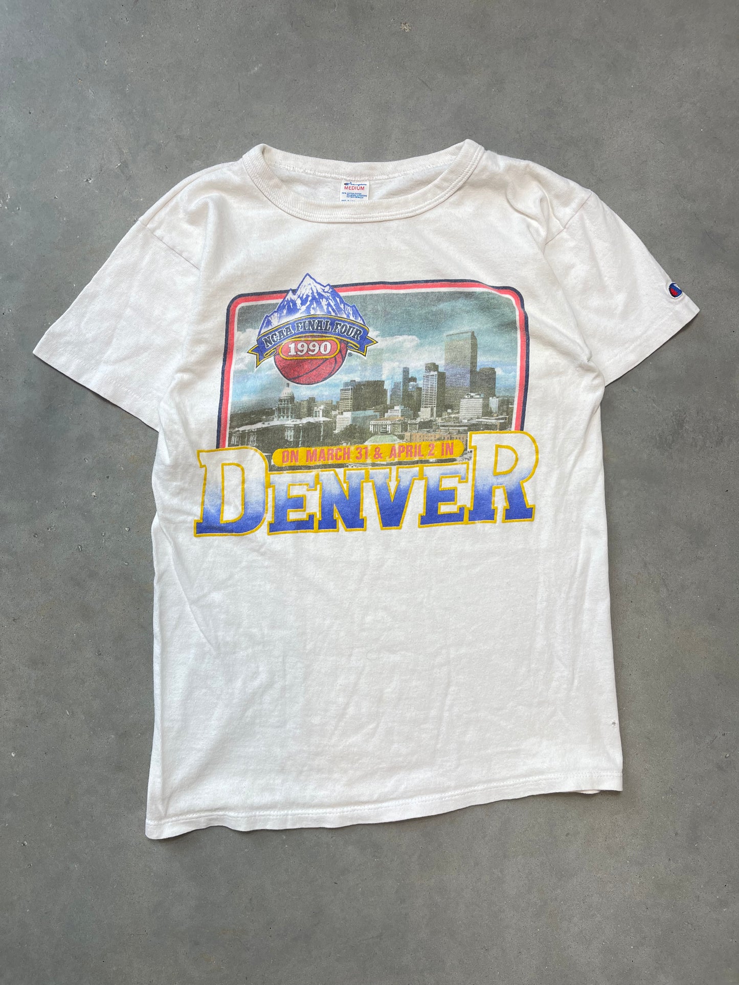 1990 Denver Final Four Vintage Champion College Basketball Tee (Medium)