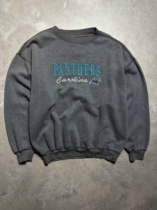 90’s Carolina Panthers Vintage Logo 7 Knit Embroidered NFL Crewneck (XL)