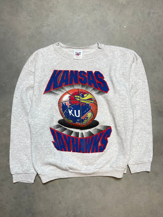 90’s Kansas Jayhawks Vintage College Basketball Crewneck (Large)