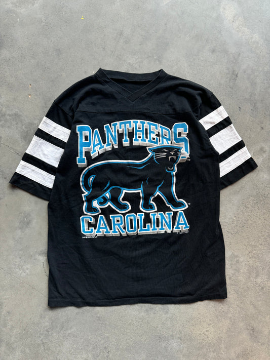 1993 Carolina Panthers Vintage NFL Striped Football Top Style Tee (Medium)