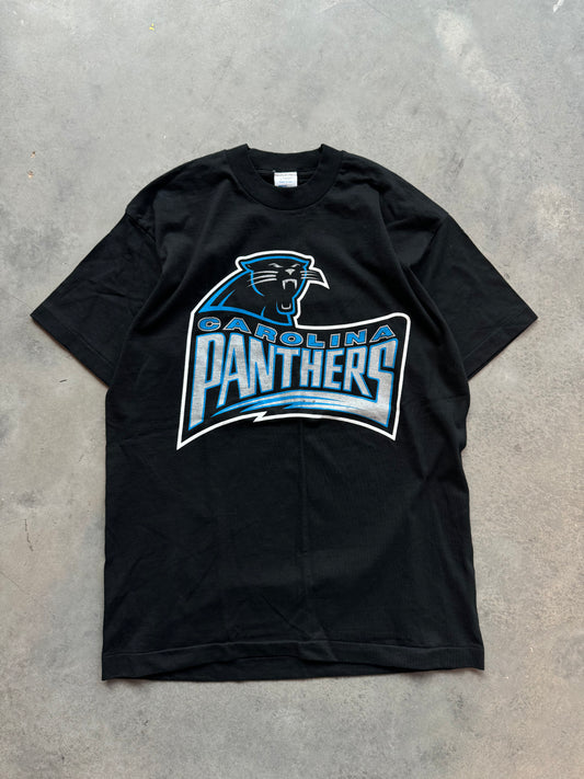 1995 Carolina Panthers Vintage Sparkling Print Word Mark Salem Sportswear NFL Tee (Large)