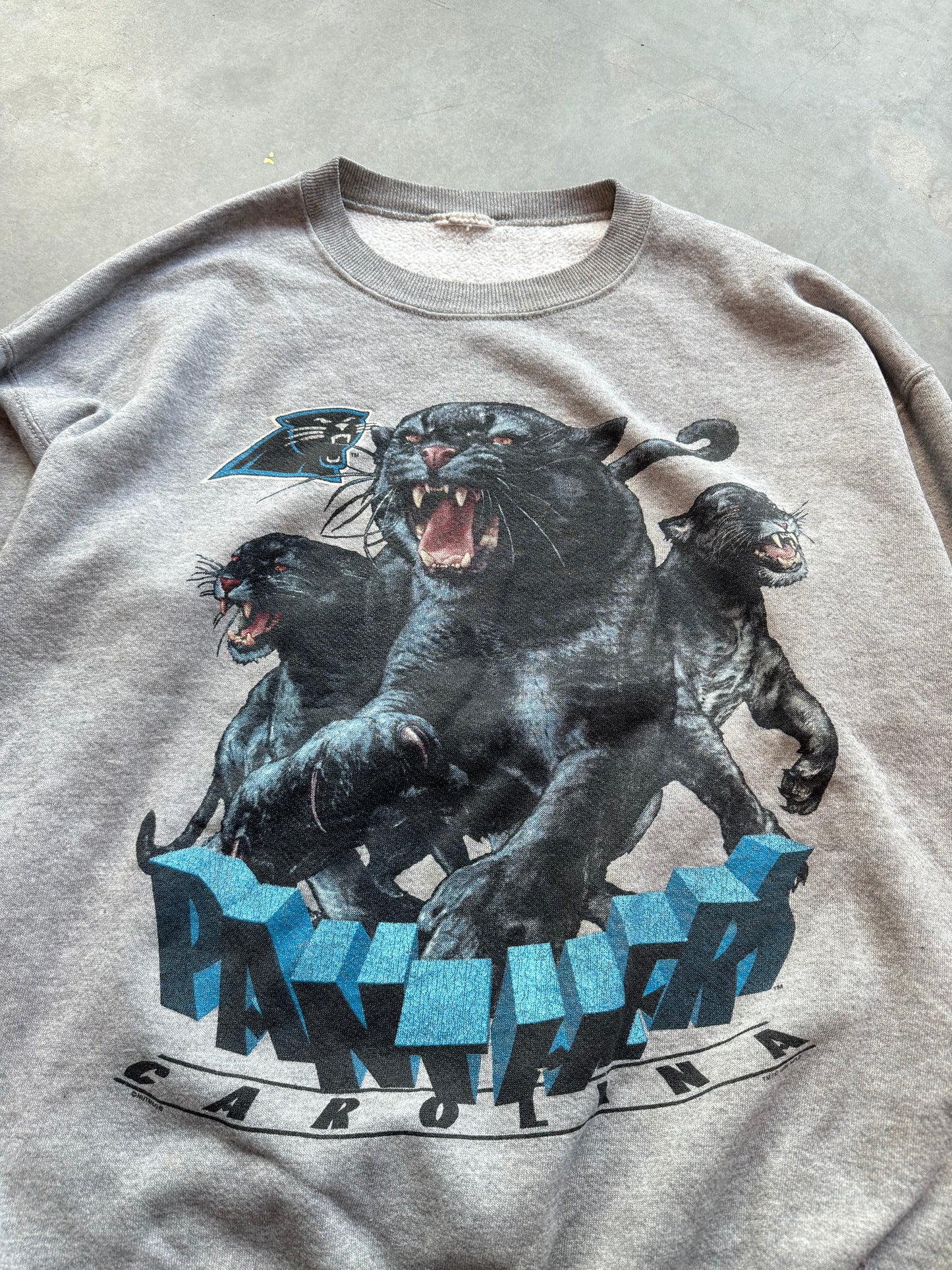 1996 Carolina Panthers Vintage Big Mascot Caricature NFL Crewneck (XXL)