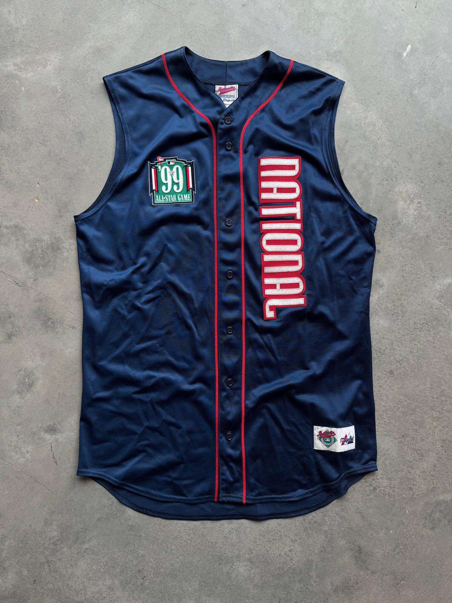 1999 Sammy Sosa National League All Stars Vintage Majestic Sleeveless MLB Baseball Jersey (XXL)