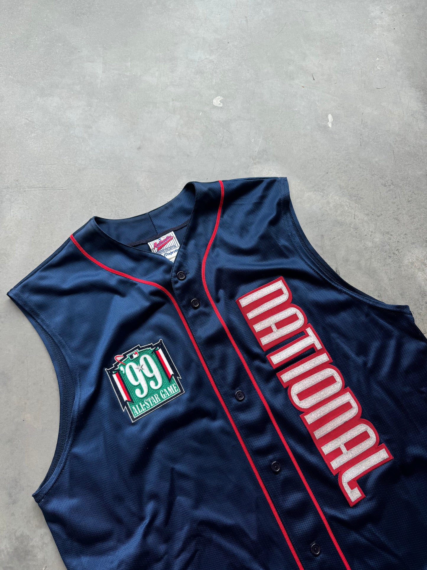 1999 Sammy Sosa National League All Stars Vintage Majestic Sleeveless MLB Baseball Jersey (XXL)