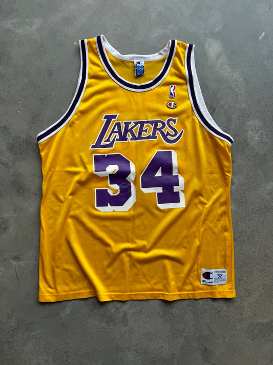 90’s Los Angeles Lakers Shaquille O’Neal Vintage Gold Champion NBA Jersey (52/XXL)